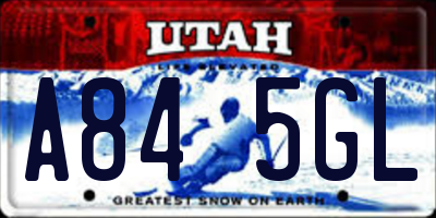 UT license plate A845GL