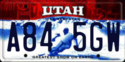 UT license plate A845GW