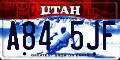 UT license plate A845JF