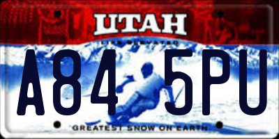 UT license plate A845PU