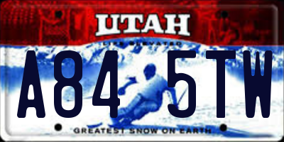 UT license plate A845TW
