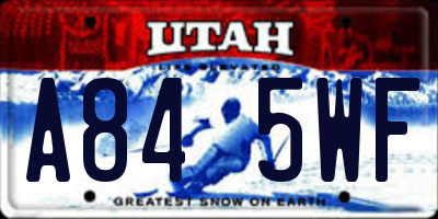 UT license plate A845WF