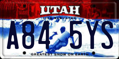 UT license plate A845YS