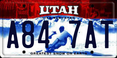 UT license plate A847AT
