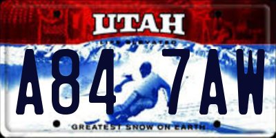 UT license plate A847AW