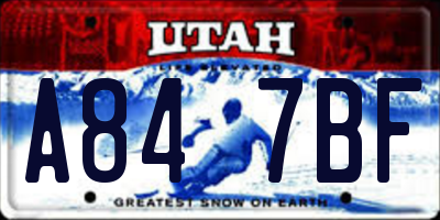 UT license plate A847BF