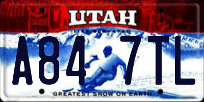 UT license plate A847TL