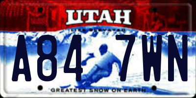 UT license plate A847WN