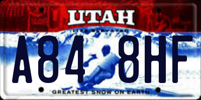 UT license plate A848HF