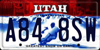 UT license plate A848SW