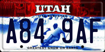 UT license plate A849AF
