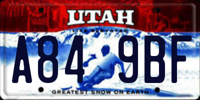 UT license plate A849BF
