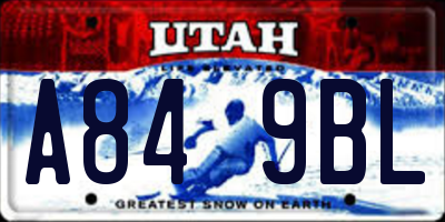 UT license plate A849BL