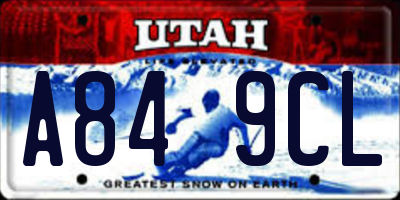 UT license plate A849CL