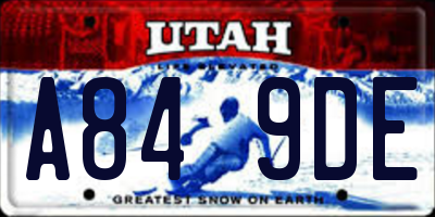 UT license plate A849DE