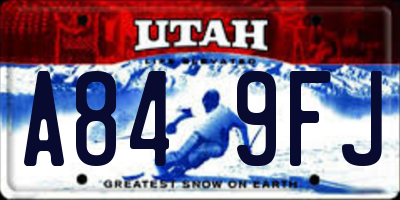 UT license plate A849FJ