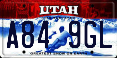 UT license plate A849GL