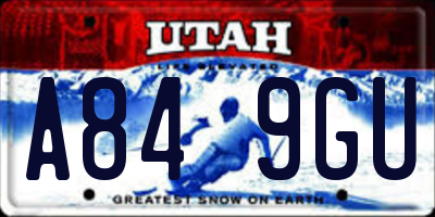 UT license plate A849GU