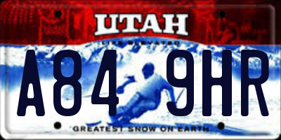 UT license plate A849HR