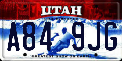 UT license plate A849JG