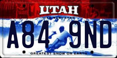 UT license plate A849ND