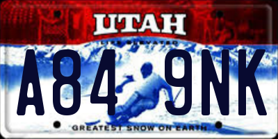 UT license plate A849NK