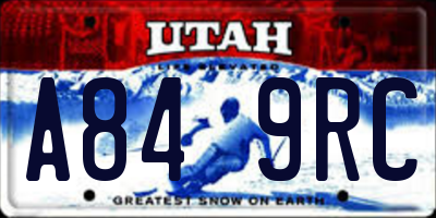 UT license plate A849RC