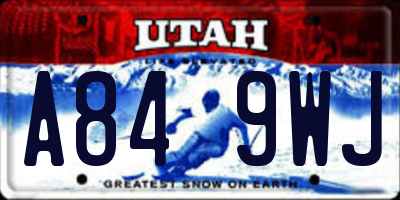 UT license plate A849WJ