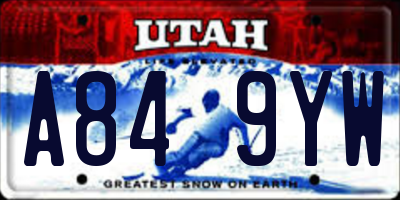 UT license plate A849YW