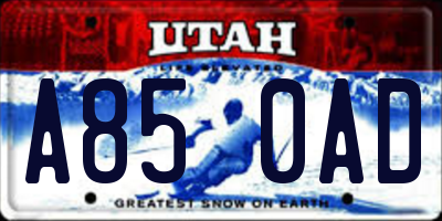 UT license plate A850AD