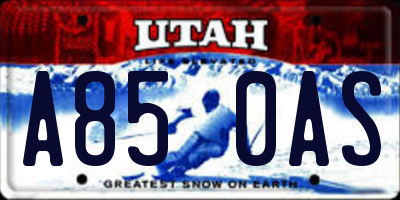 UT license plate A850AS