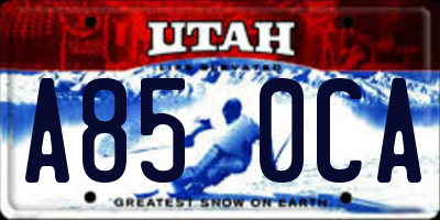 UT license plate A850CA