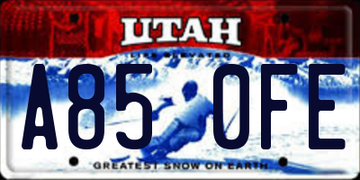 UT license plate A850FE
