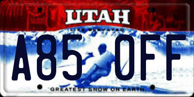 UT license plate A850FF
