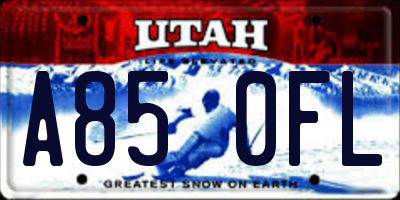 UT license plate A850FL