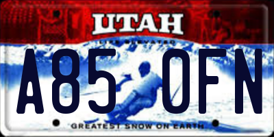 UT license plate A850FN