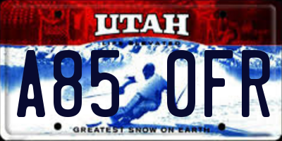 UT license plate A850FR