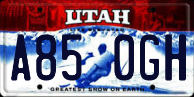 UT license plate A850GH