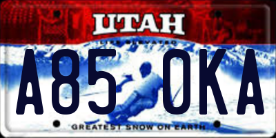 UT license plate A850KA