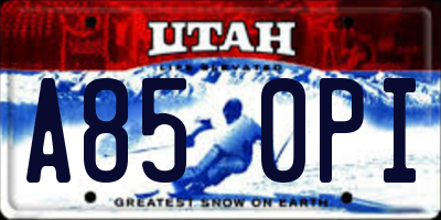 UT license plate A850PI