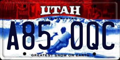 UT license plate A850QC