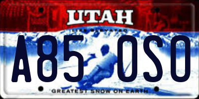 UT license plate A850SO