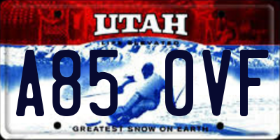 UT license plate A850VF