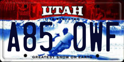 UT license plate A850WF