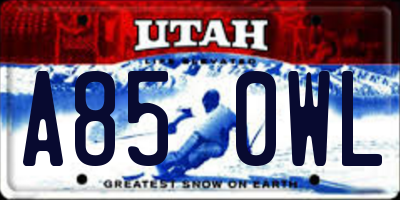 UT license plate A850WL