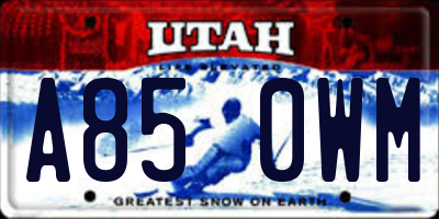 UT license plate A850WM