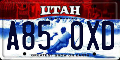 UT license plate A850XD