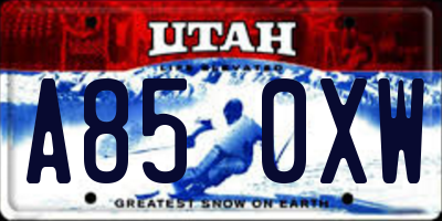 UT license plate A850XW
