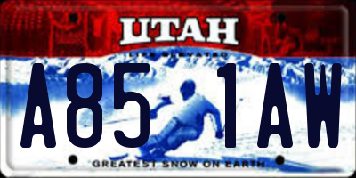 UT license plate A851AW