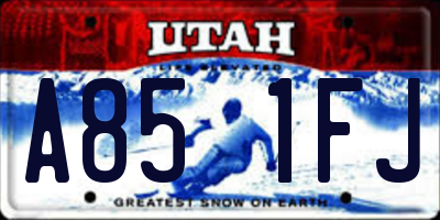 UT license plate A851FJ